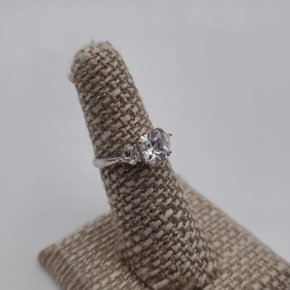 Size 6 Sterling Silver Square Fancy Cubic Zirconia Band Ring A2747 - Picture 4 of 10